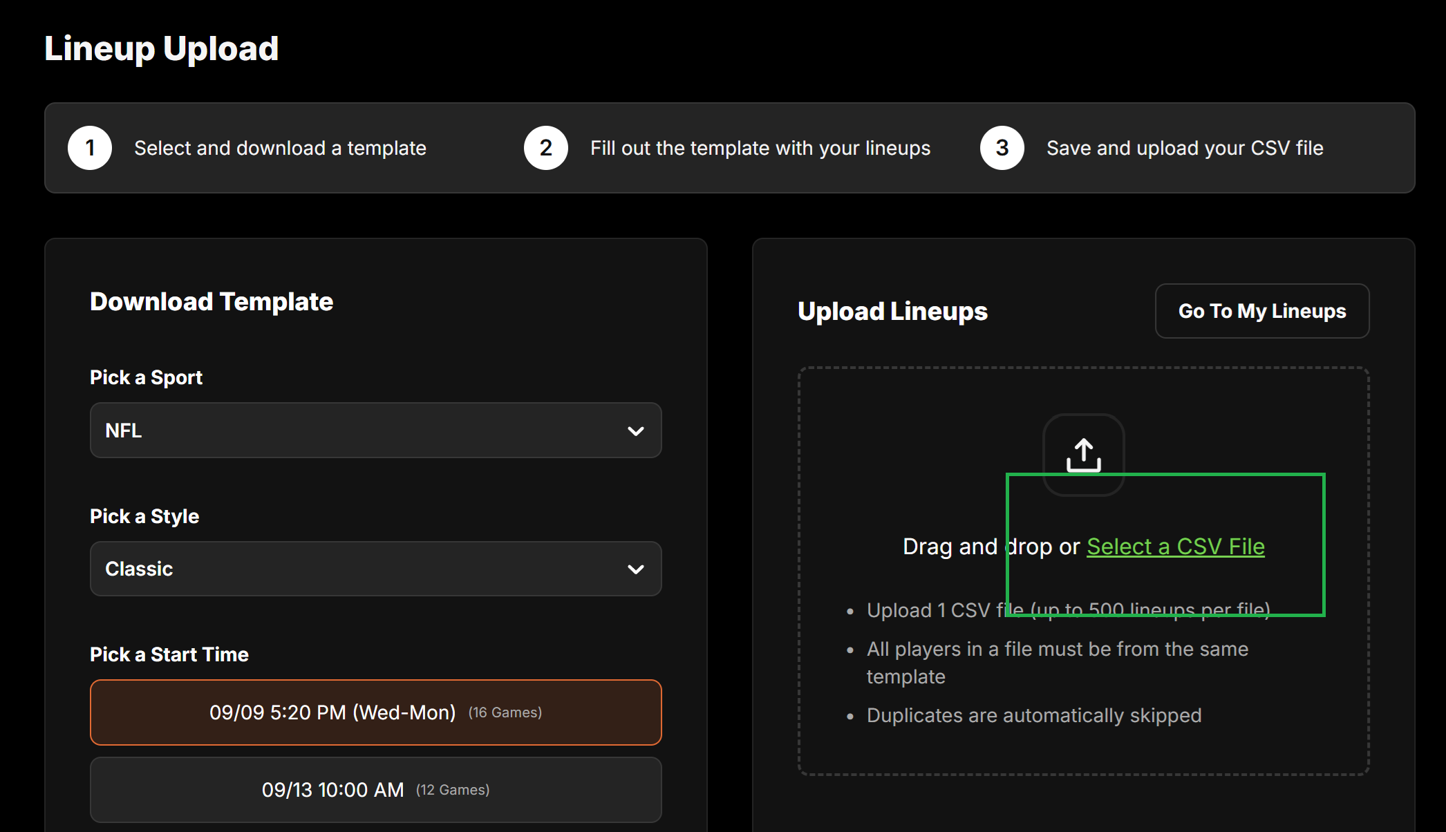 Login to DraftKings DFS